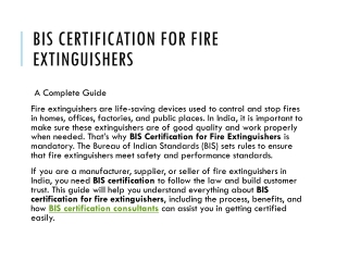 BIS Certification Fire Extinguishers