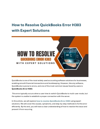 How to Resolve QuickBooks Error H303 with Expert Solutions
