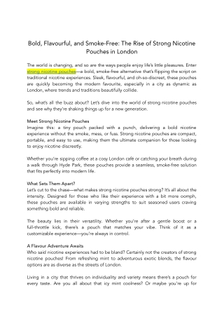 Bold, Flavourful, and Smoke-Free The Rise of Strong Nicotine Pouches in London