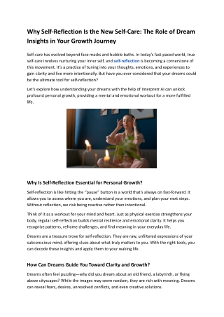 Why Self-Reflection Is the New Self-Care: The Role of Dream Insights in Your Gro