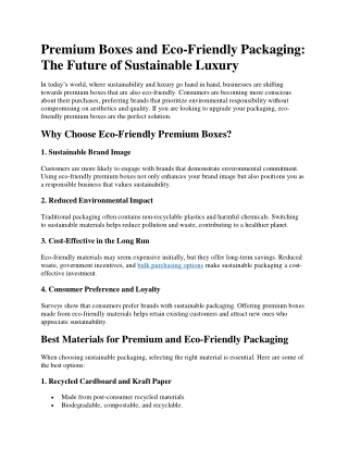 Eco-Friendly Packaging The Future of Sustainable Luxury