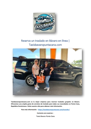 Reserva un traslado en Bávaro en línea | Taxisbavaropuntacana.com