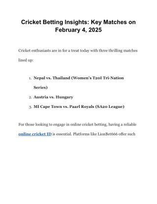 Cricket Betting Insights