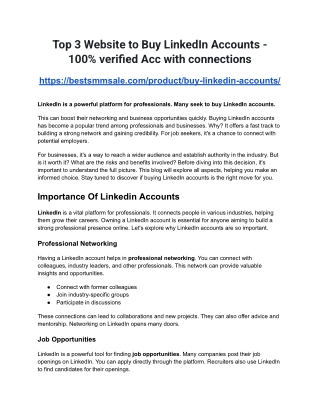 Top 3 Website to Buy LinkedIn Accounts - 100% verified Acc with connections