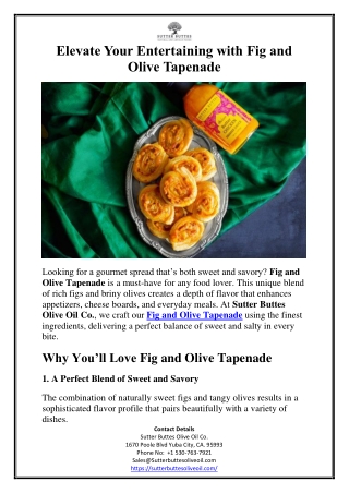 Elevate Your Entertaining with Fig and Olive Tapenade