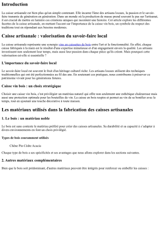 Caisse artisanale : valorisation du savoir-faire local