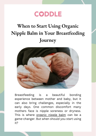 When to Start Using Organic Nipple Balm in Your Breastfeeding Journey