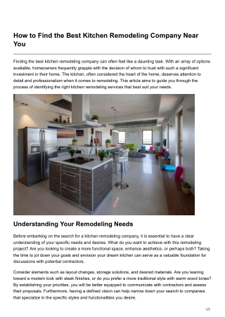 How to Find the Best Kitchen Remodeling Company Near You