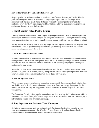 How to Stay Productive and Motivated Every Day