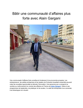 Bâtir une communauté d’affaires plus forte avec Alain Gargani