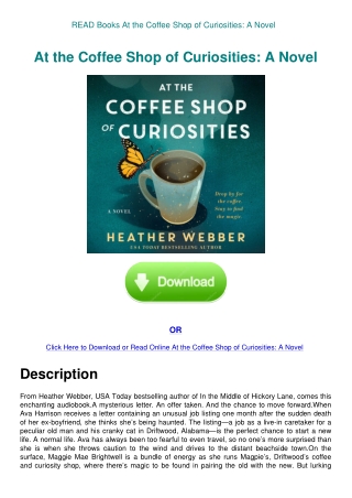 READ Books At the Coffee Shop of Curiosities A Novel