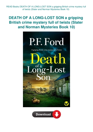 READ Books DEATH OF A LONG-LOST SON a gripping British crime mystery full of twists (Slater and Norm