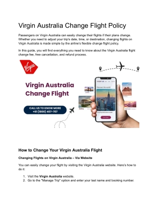 Virgin Australia Change Flight Policy