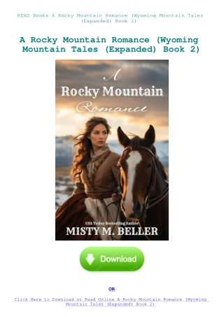 READ Books A Rocky Mountain Romance (Wyoming Mountain Tales (Expanded) Book 2)