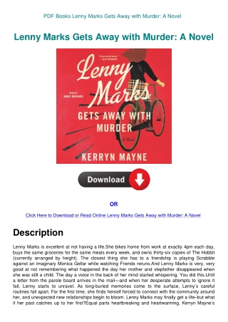 PDF Books Lenny Marks Gets Away with Murder A Novel