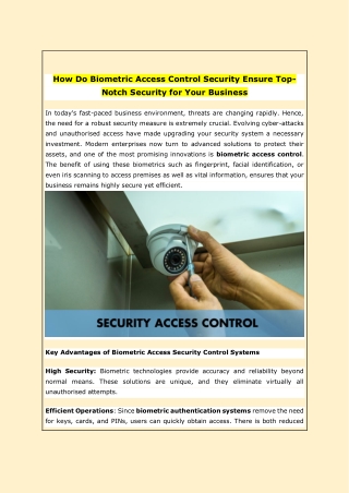 How Do Biometric Access Control Security Ensure Top-Notch Security for Your Busi