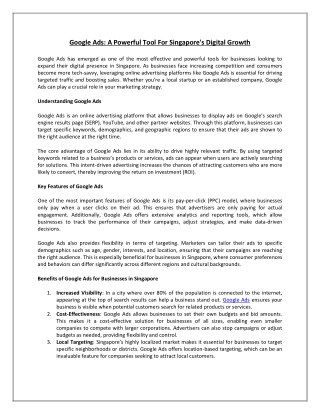 Google Ads: A Powerful Tool for Singapore's Digital Growth