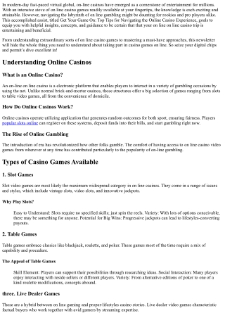 Obtain Your Game On: Top Tips for  Browsing the Online  E-casino  Journey