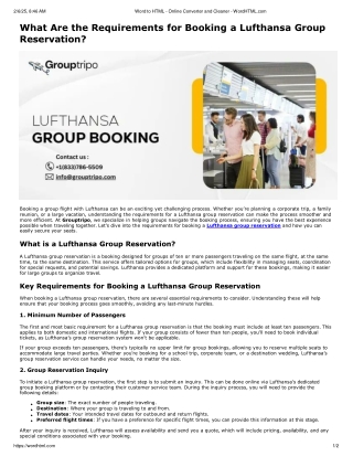 How far in advance should you make Lufthansa group reservations?