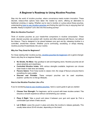A Beginner's Roadmap to Using Nicotine Pouches