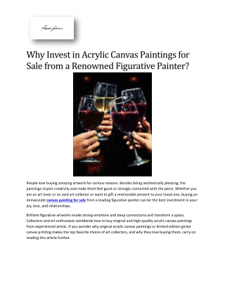 Why Invest in Acrylic Canvas Paintings for Sale from a Renowned Figurative Paint