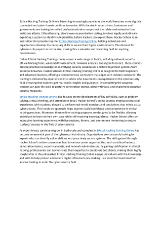 Ethical Hacking Training Online