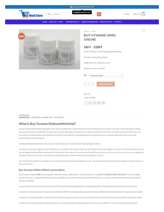 BUY VYVANSE 50MG ONLINE in USA - allmedistore.com