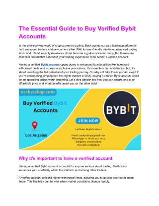 The Essential Guide to Buy Verified Bybit Accounts