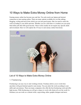 10 Ways to Make Extra Money Online from Home