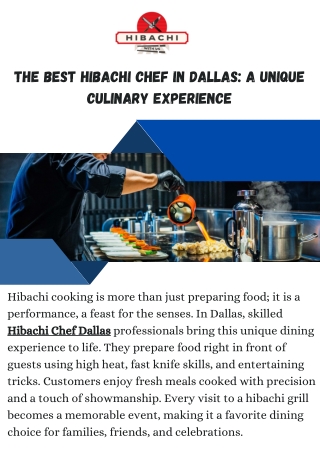 Experience the Best Hibachi Chef in Dallas for Unforgettable Dining