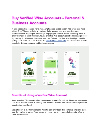 Buy Verified Wise Accounts - Personal & Business Accounts