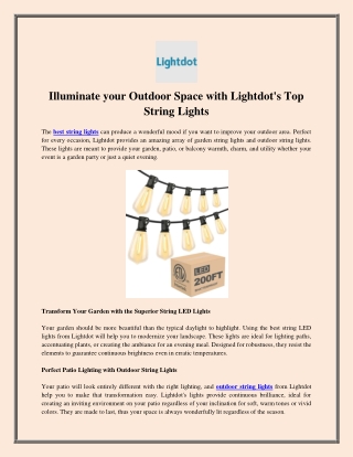 Illuminate your Outdoor Space with Lightdot's Top String Lights