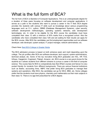 What is the full form of BCA