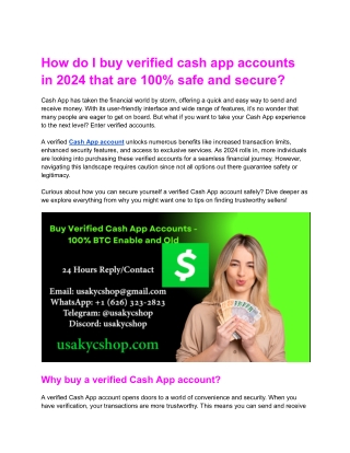 How do I buy verified cash app accounts in 2024 that are 100% safe and secure