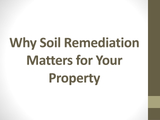 Why Soil Remediation Matters for Your Property