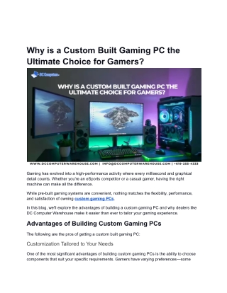 Why is a Custom Built Gaming PC the Ultimate Choice for Gamers__
