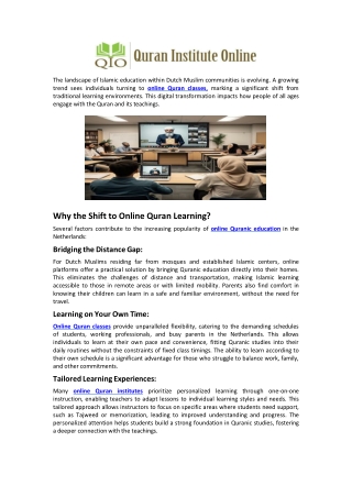 The Impact of Learn Quran Online on Dutch Muslim Communities