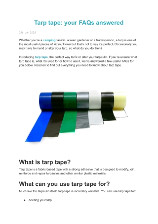Tarp tape_ your FAQs answered