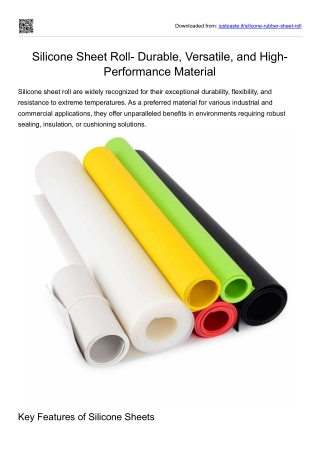 Silicone Sheet Roll- Durable, Versatile, and High Performance Material