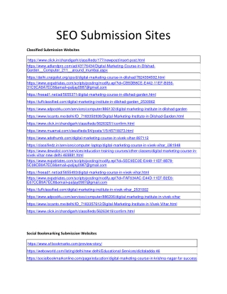 SEO Submission Sites