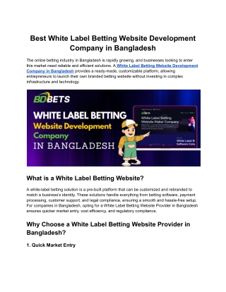 White Label Betting Website Development Company in Bangladesh
