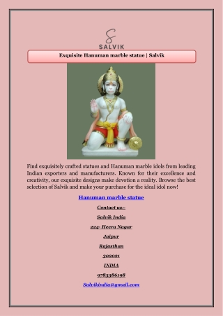 Exquisite Hanuman marble statue | Salvik