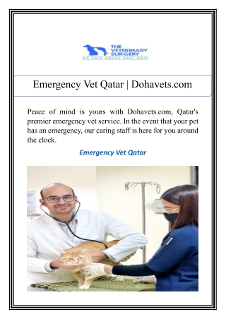 Emergency Vet Qatar | Dohavets.com