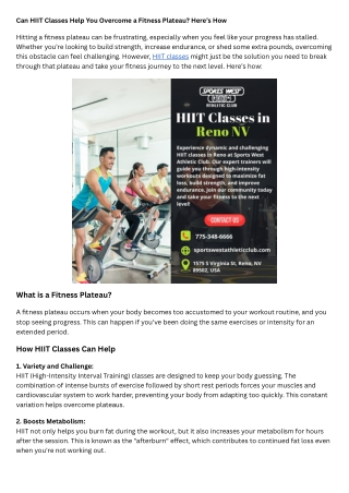 Can HIIT Classes Help You Overcome a Fitness Plateau Here’s How