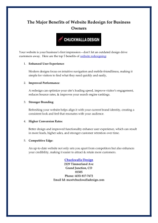 The Major Benefits of Website Redesign for Business Owners