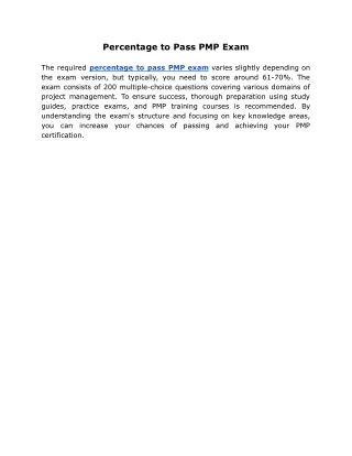 Percentage to Pass PMP Exam