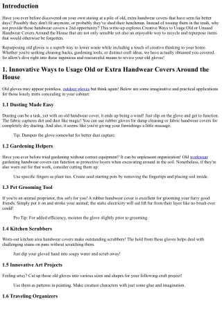 Innovative Ways to Use Old or Unused handwear covers Around the House