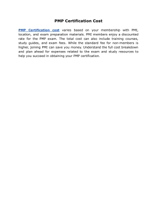 PMP Certification Cost