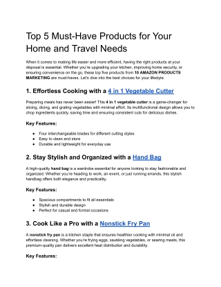 Top 5 Must-Have Products for Your Home and Travel Needs