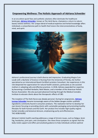 Empowering Wellness The Holistic Approach of Adriana Schneider